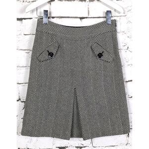 LOFT Dark Academia School Girl Classic A-Line Herringbone Wool-Blend Skirt Sz 2